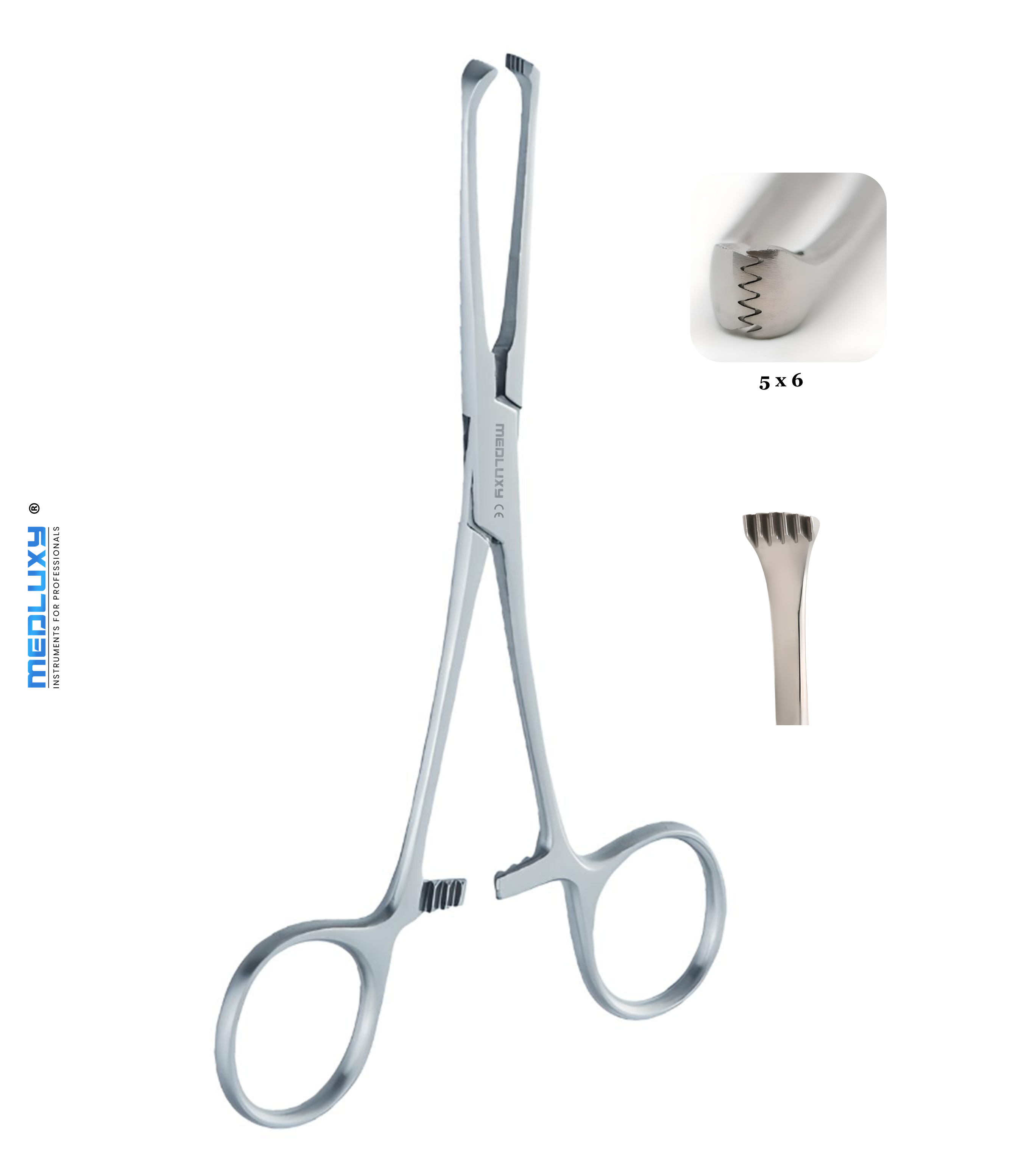 Medluxy - Allis Weefselklem - 20 cm - Recht - 6x5 Tanden - M-0160 (EHBO, Tissue Forceps, Weefsel Tang, medische Klemschaar, Darmtang, Verpleegkunde, Veterinair, Arts)